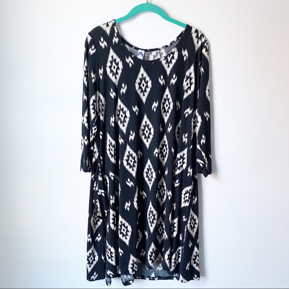 Honeyme Tunic / Dress Black and Cream Boho